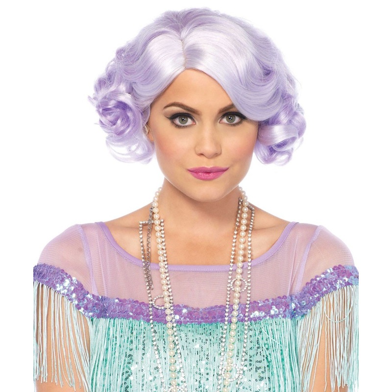 Bob wig with curls lavender