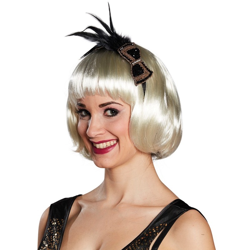 Elegant 20s headband with feathers