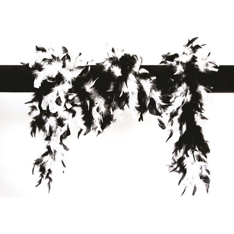 Elegant black and white feather boa 180cm
