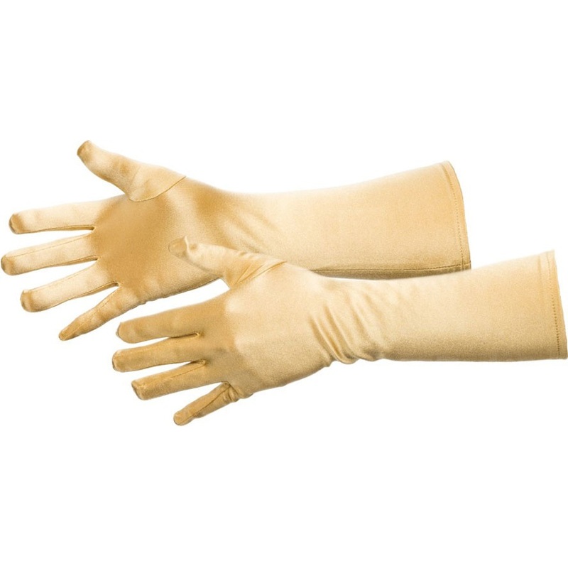 Golden satin gloves 40cm