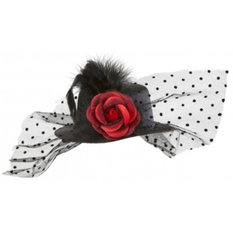 Hedda Mini Top Hat With Tulle And Rose