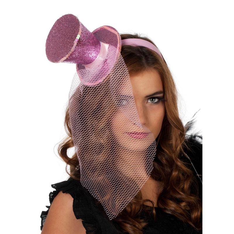 Pink glitter mini cylinder on headband