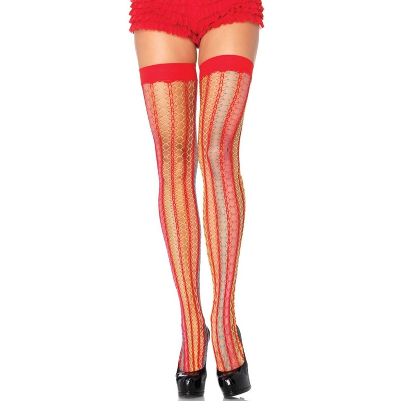 Playful fishnet tights in red