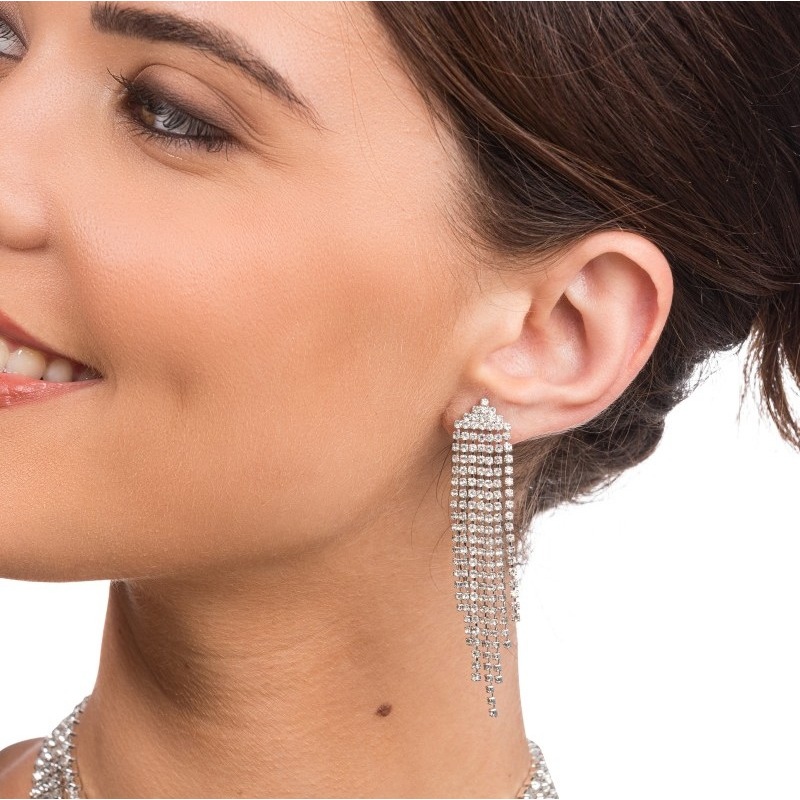 Wave earrings with rhinestones