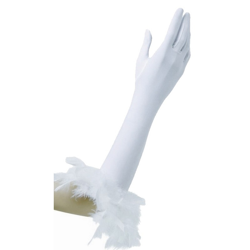 Elegant feather gloves white