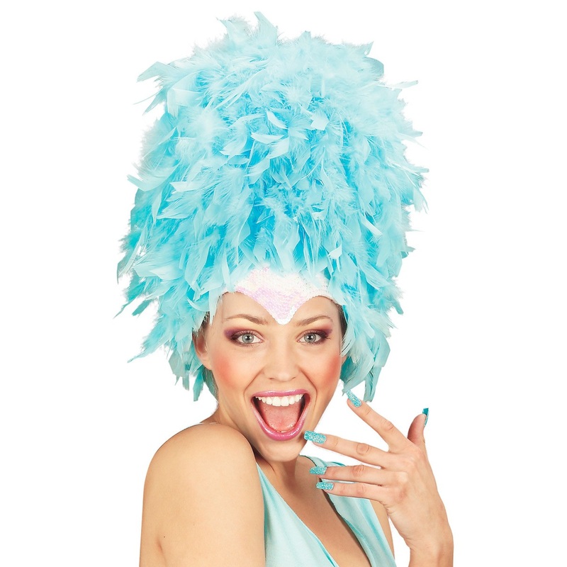 Pompous Brazilian feather headdress turquoise