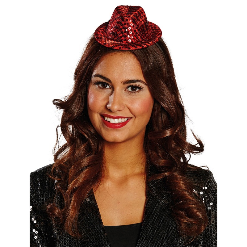 Red mini sequin hat LED