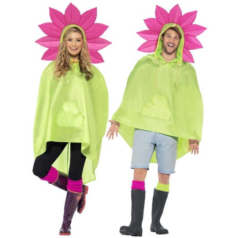 Water repellent floral poncho