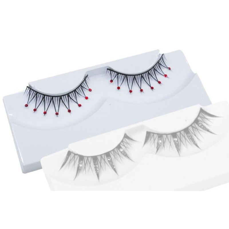 Glamor rhinestone eyelashes red