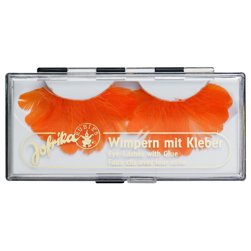 Orange-colored curved feather eyelashes