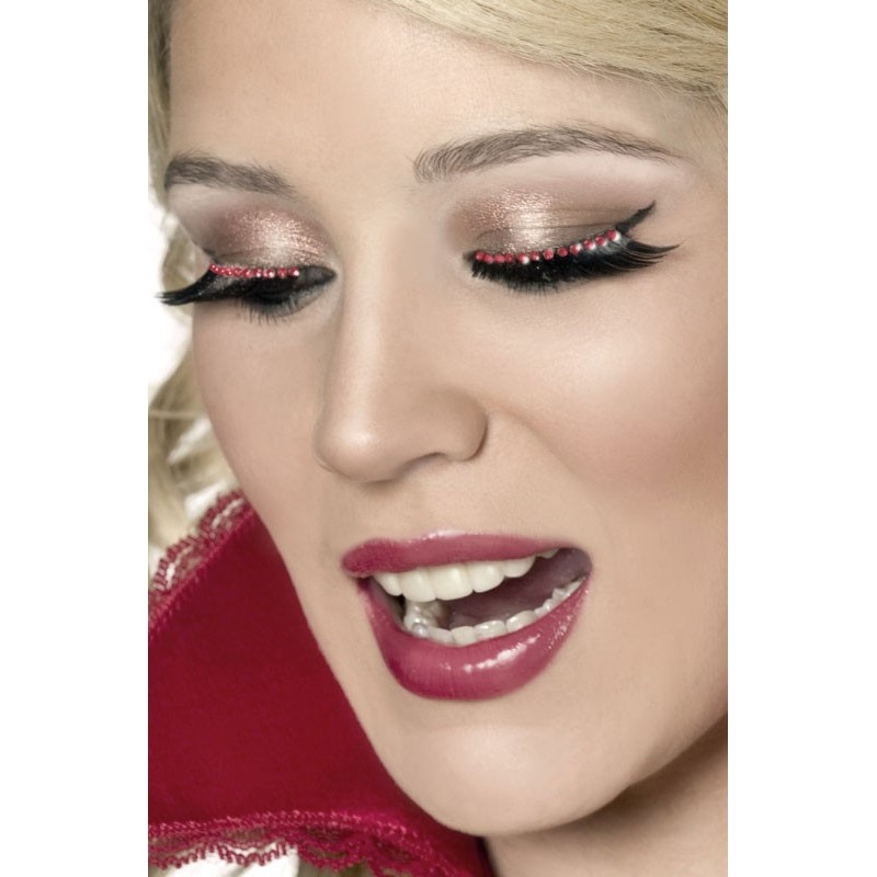 Black-red rhinestone eyelashes