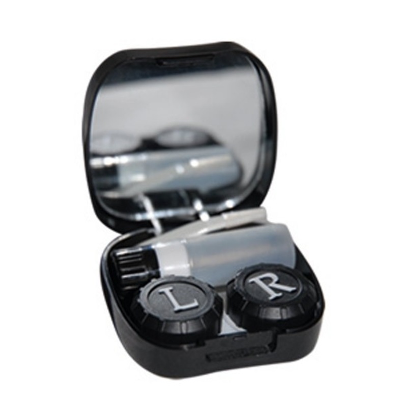 Contact lens box with mirror