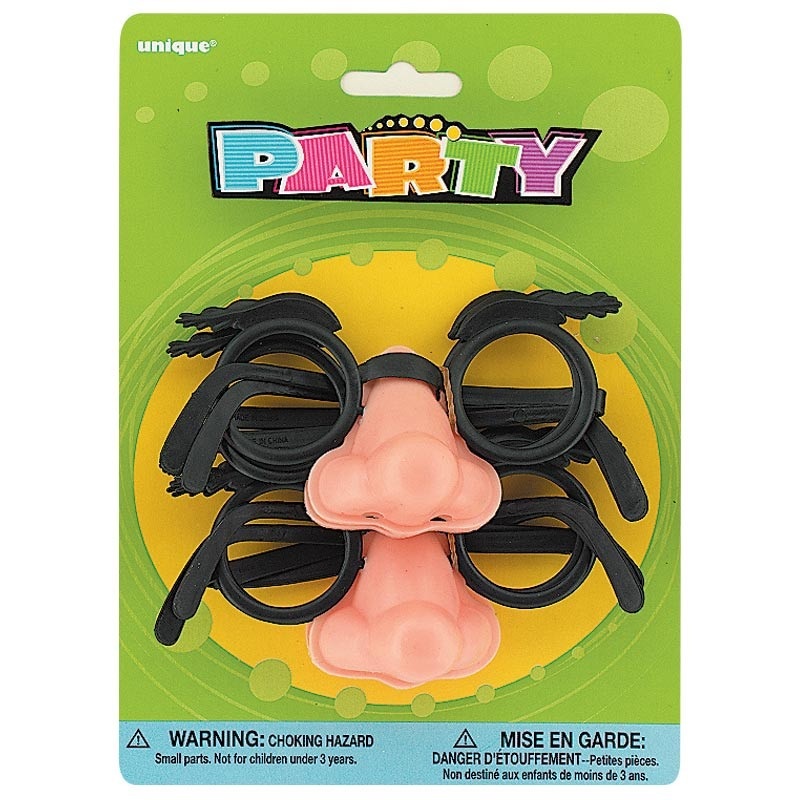 Crazy party glasses Willi with nose 4 pieces