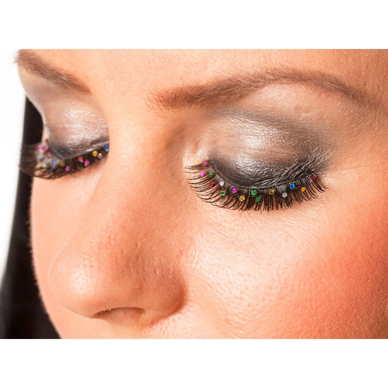 Eyelashes with rainbow stones