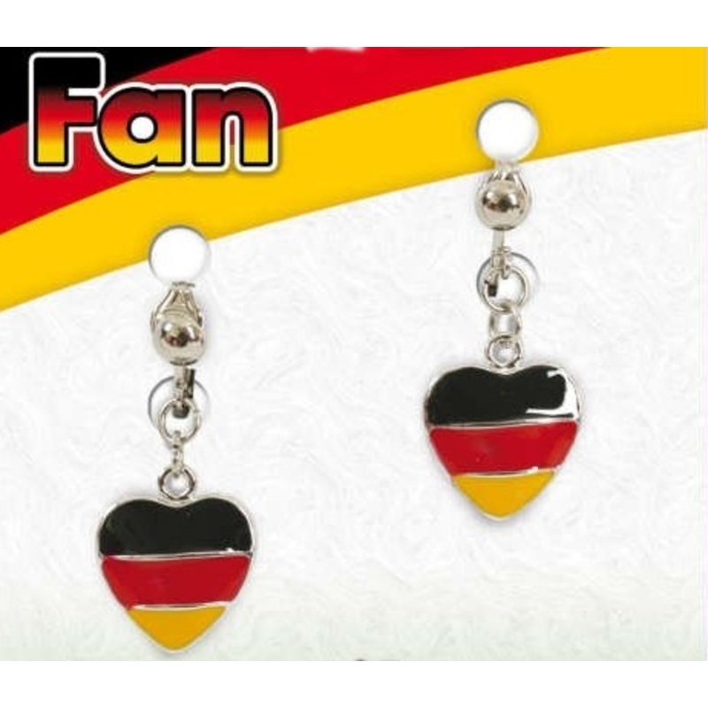 Germany Fan Heart Clip Earrings