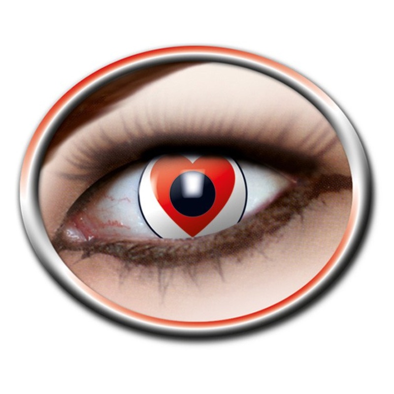 Heart contact lenses red and white