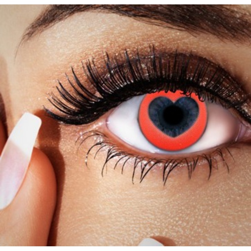 Red heart annual contact lenses