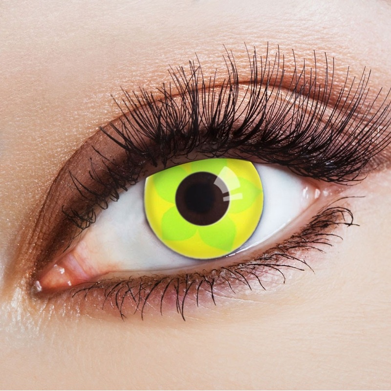 Yellow-green floret contact lens
