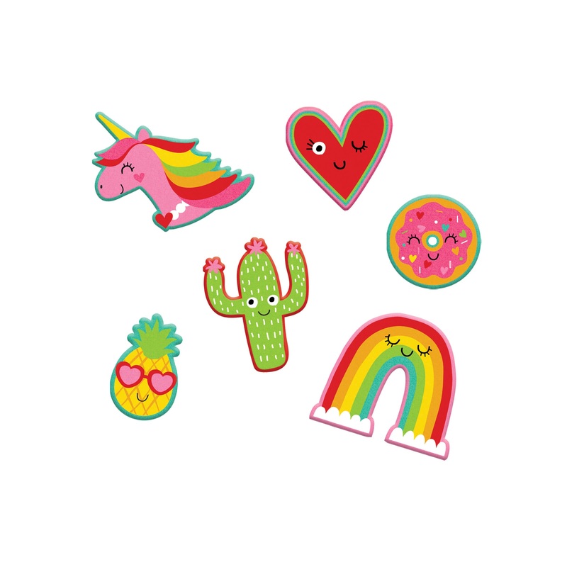 6 Lovely Rainbow Land sticky buttons