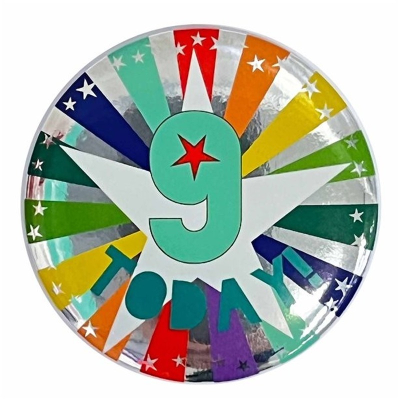 9th birthday button 5.5cm