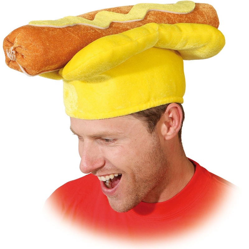 Crazy hot dog with mustard cap