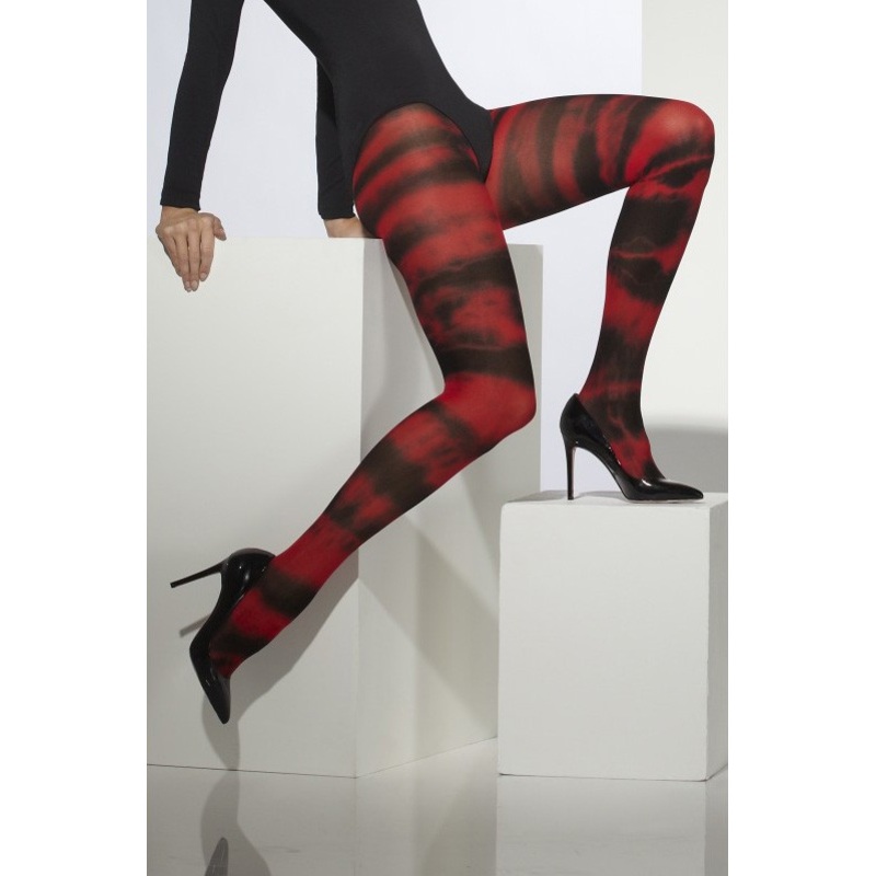 Halloween tights batik black red
