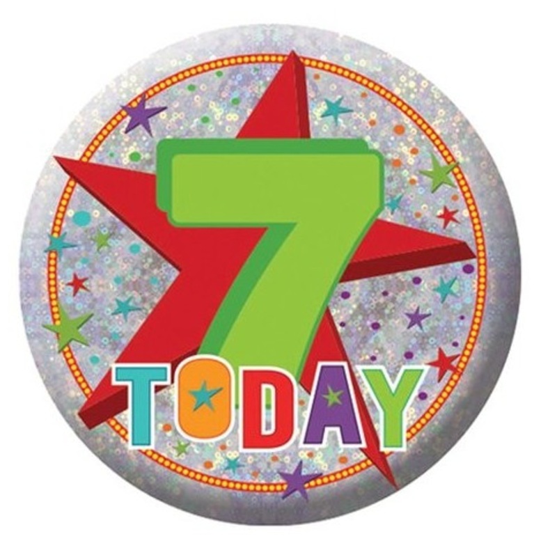 Holo 7th Birthday Button 5.5cm