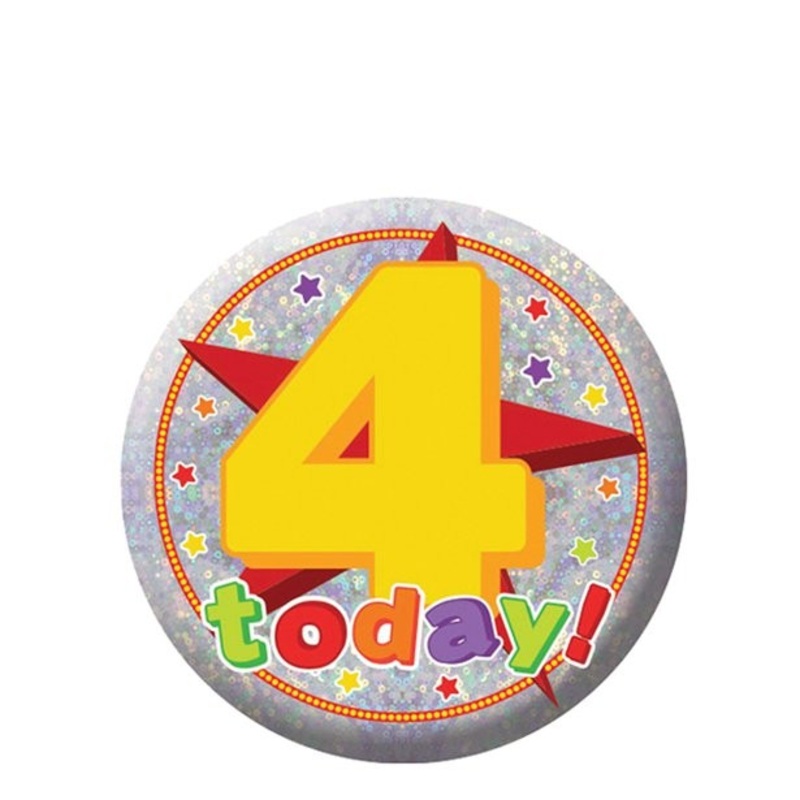 Holographic button 4th birthday 5.5cm