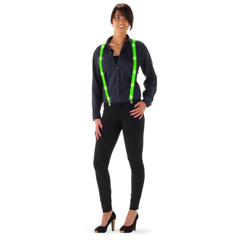 Neon green LED suspenders