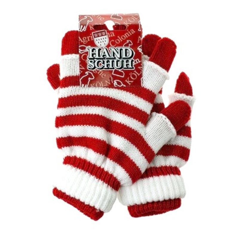 Red and white Cologne fan gloves