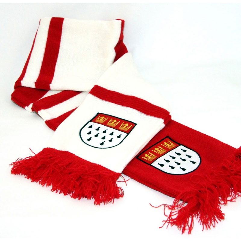 Red and white scarf with Cologne coat of arms