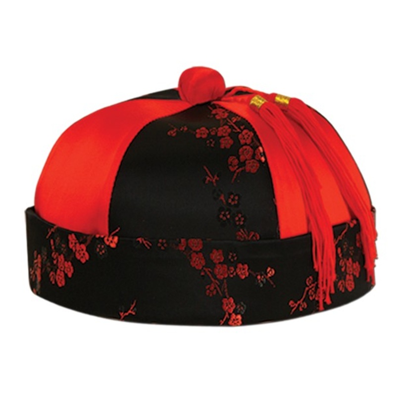 Red mandarin hat