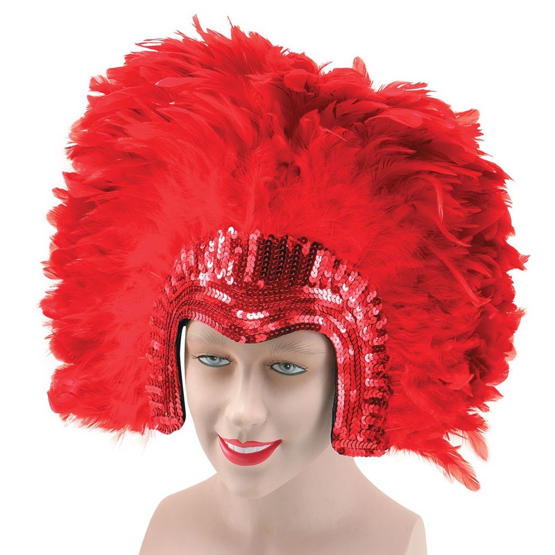 Red pompous feather headdress