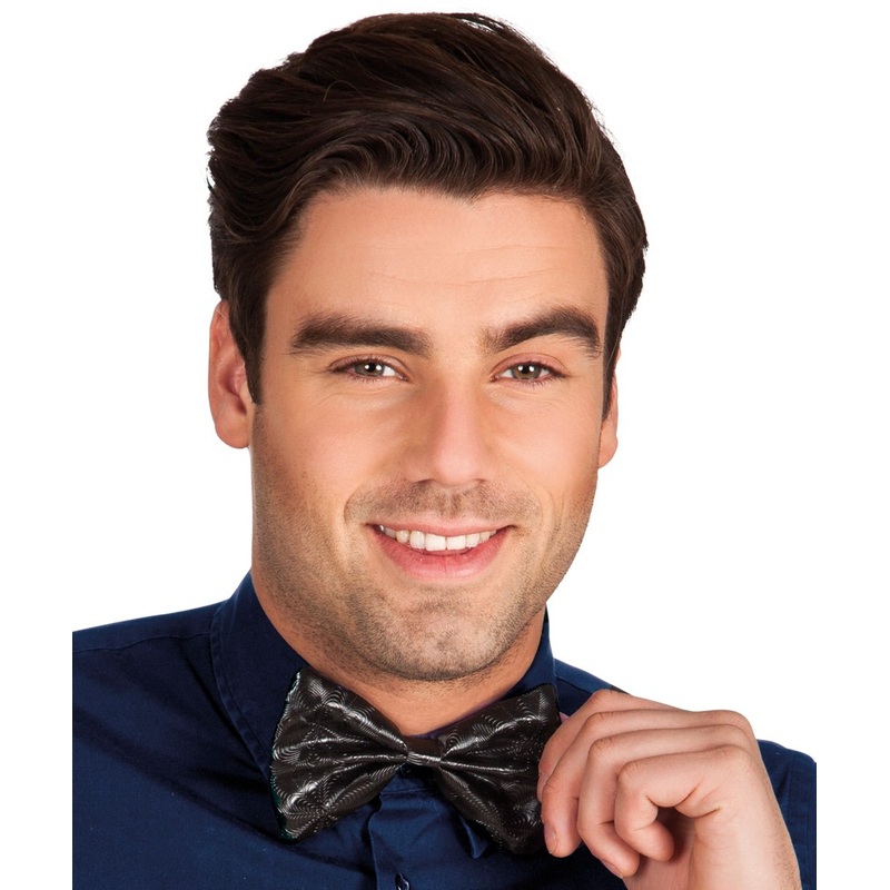 Shiny black bow tie made of imitation leather