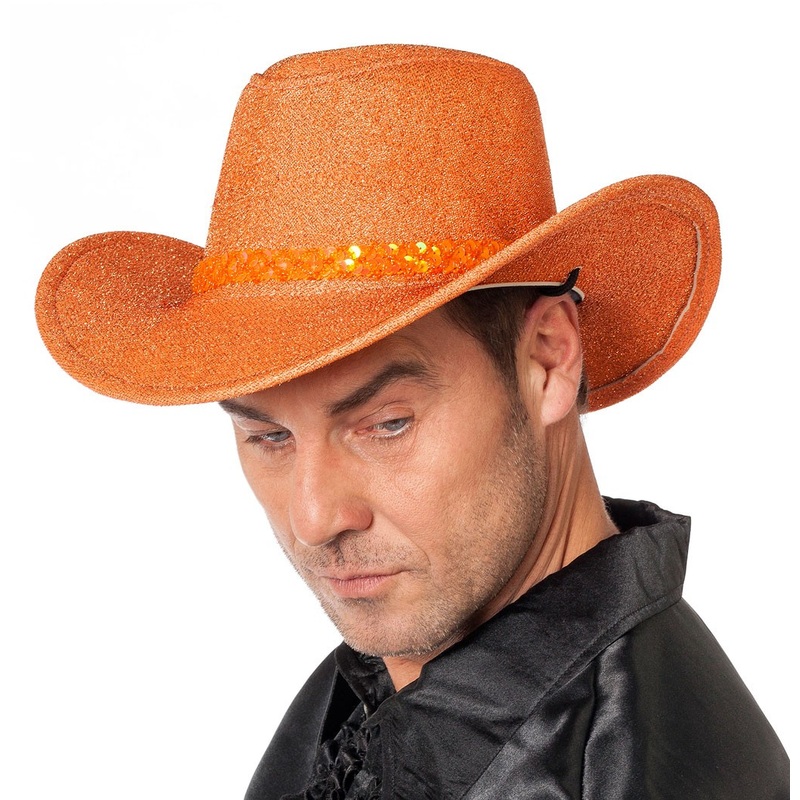 Wild West cowboy hat glitter orange