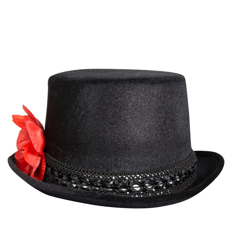 Black hat with rose and skeleton
