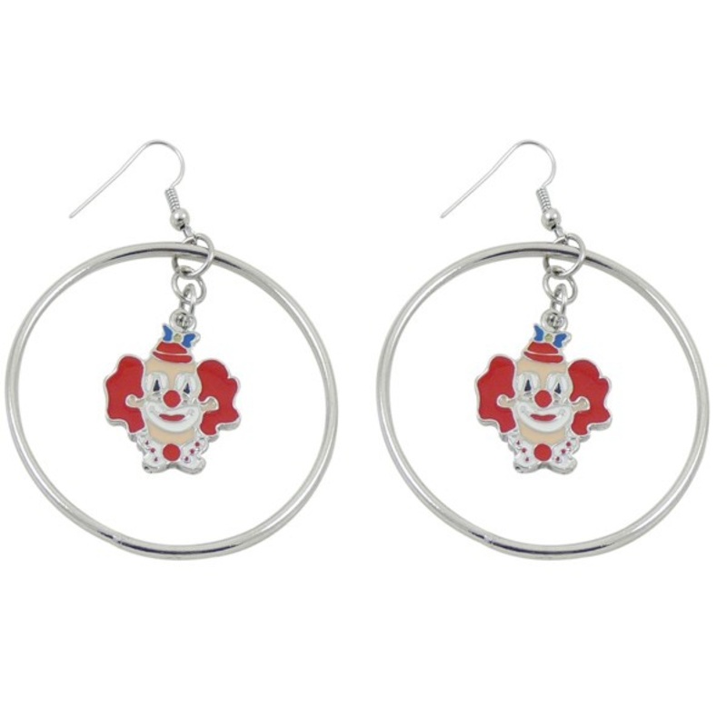 Clown carnival hoop earrings