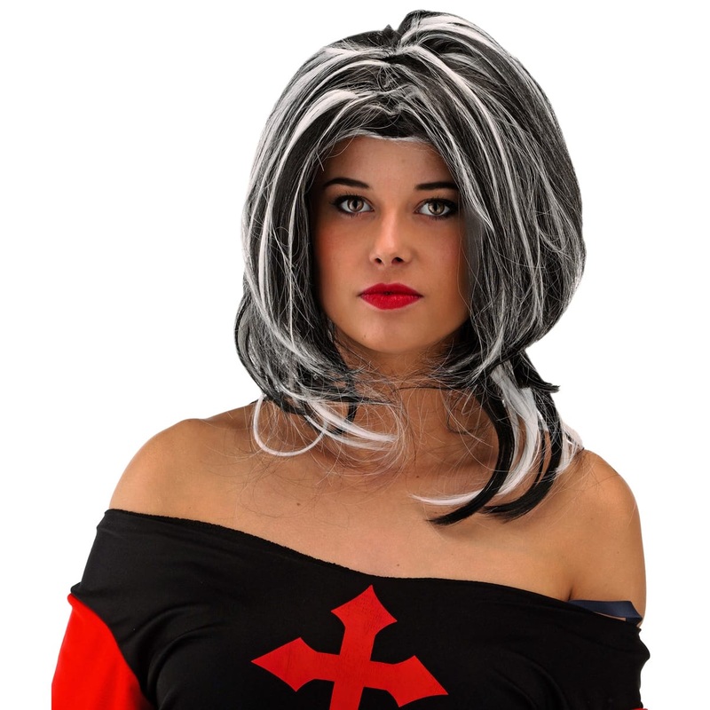 Curly hair wig in black and white