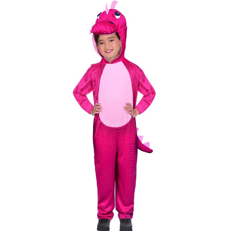 Pink dinosaur overall child costume