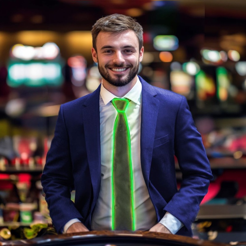 Black tie with light band in green