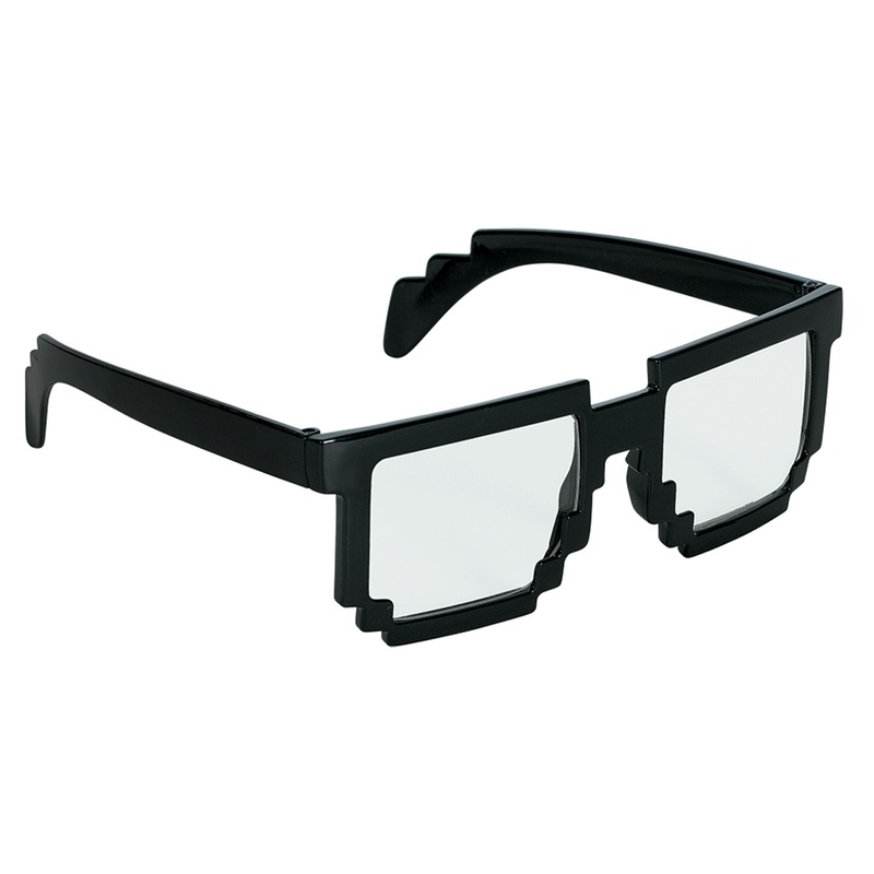 Crazy Pixel Glasses Black Gamer Party