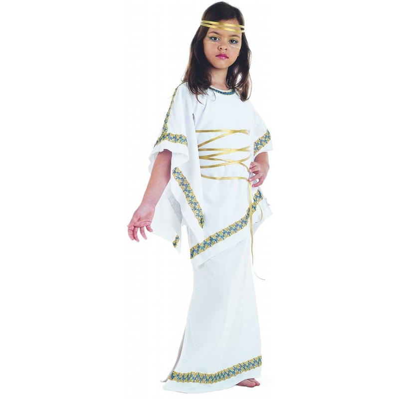 Filigree white Greek woman costume for children
