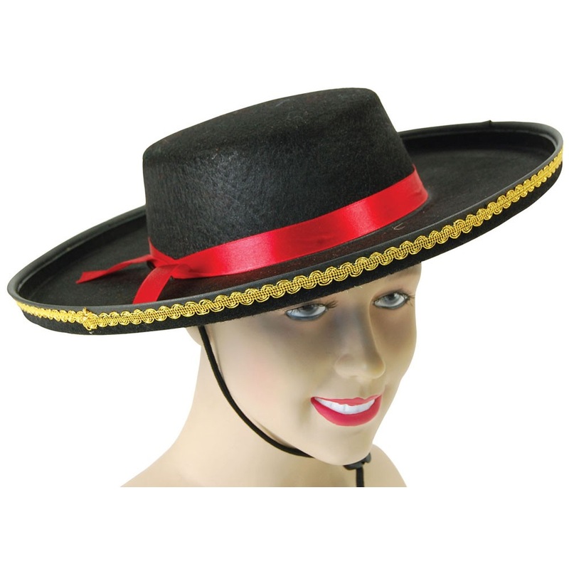 Flat Spanish hat black-red-gold