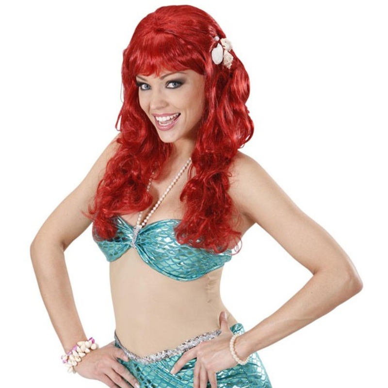Mermaid wig red with shell