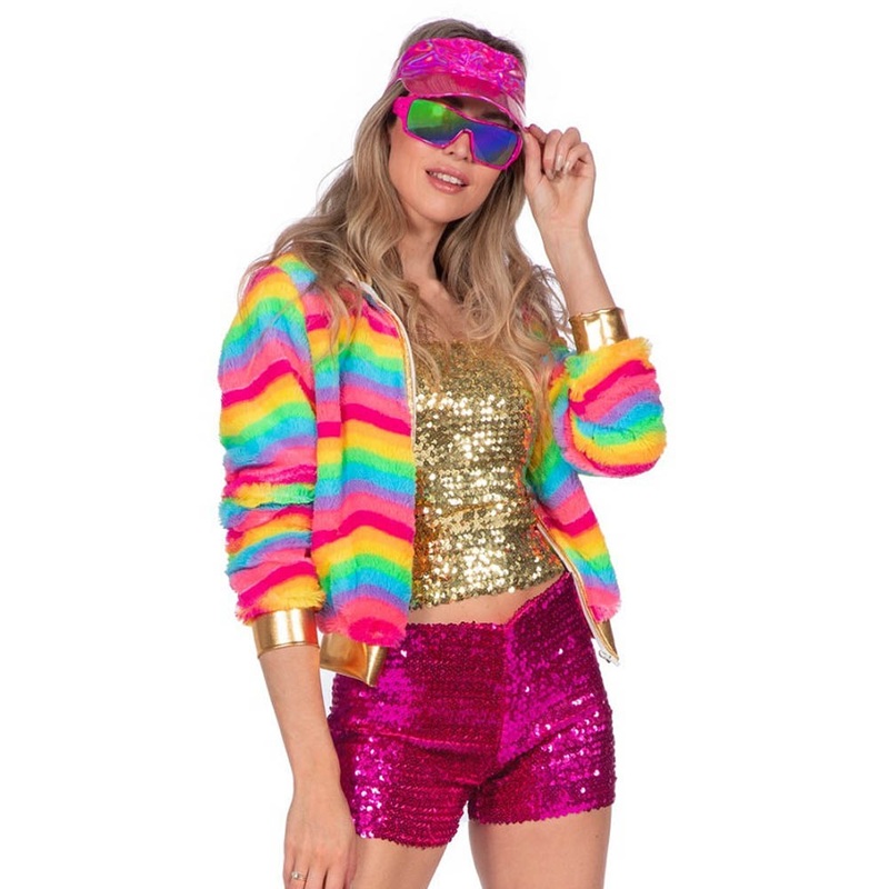 Plush rainbow jacket for women 36