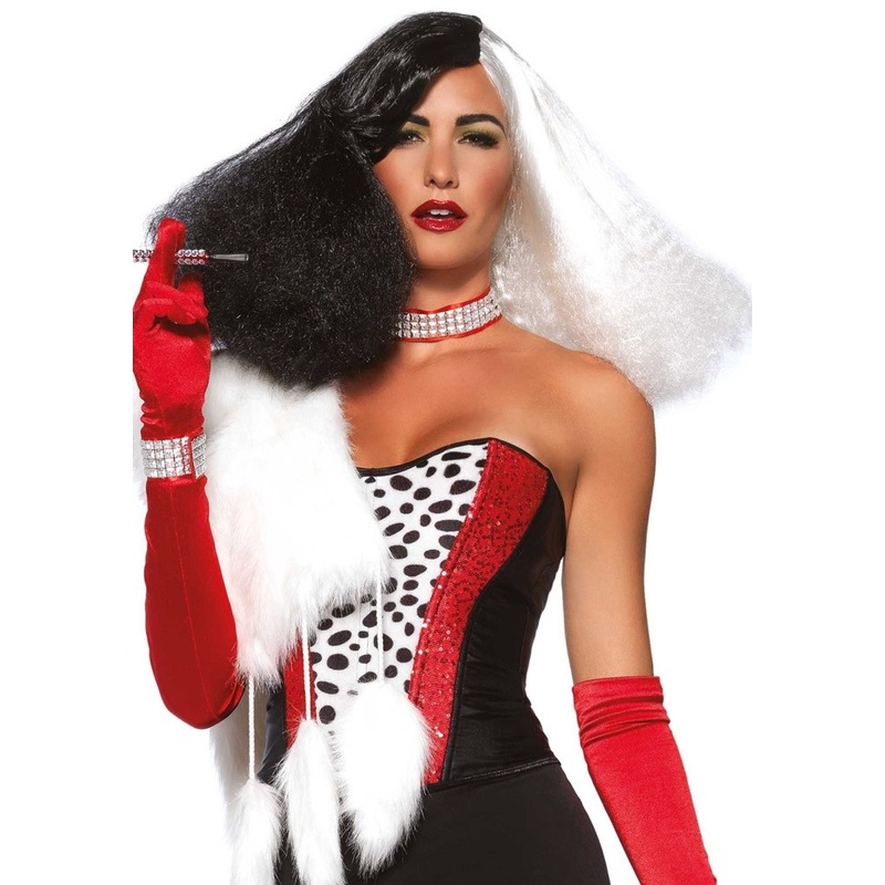 Black and white diva wig