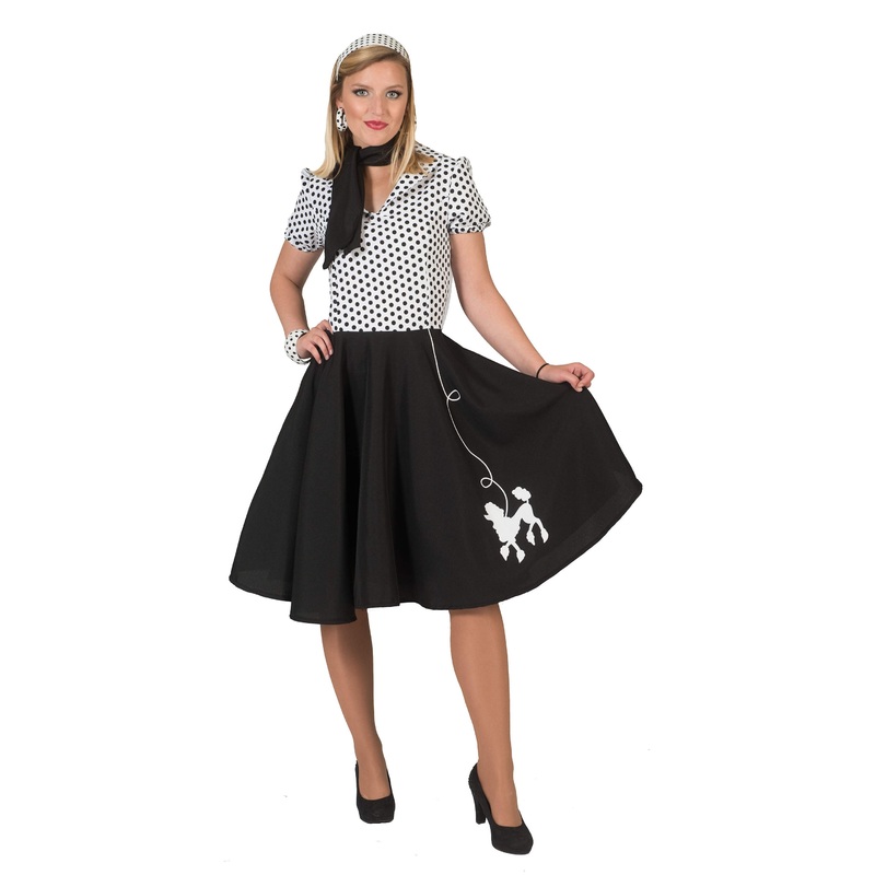 Black and white poodle lady dress