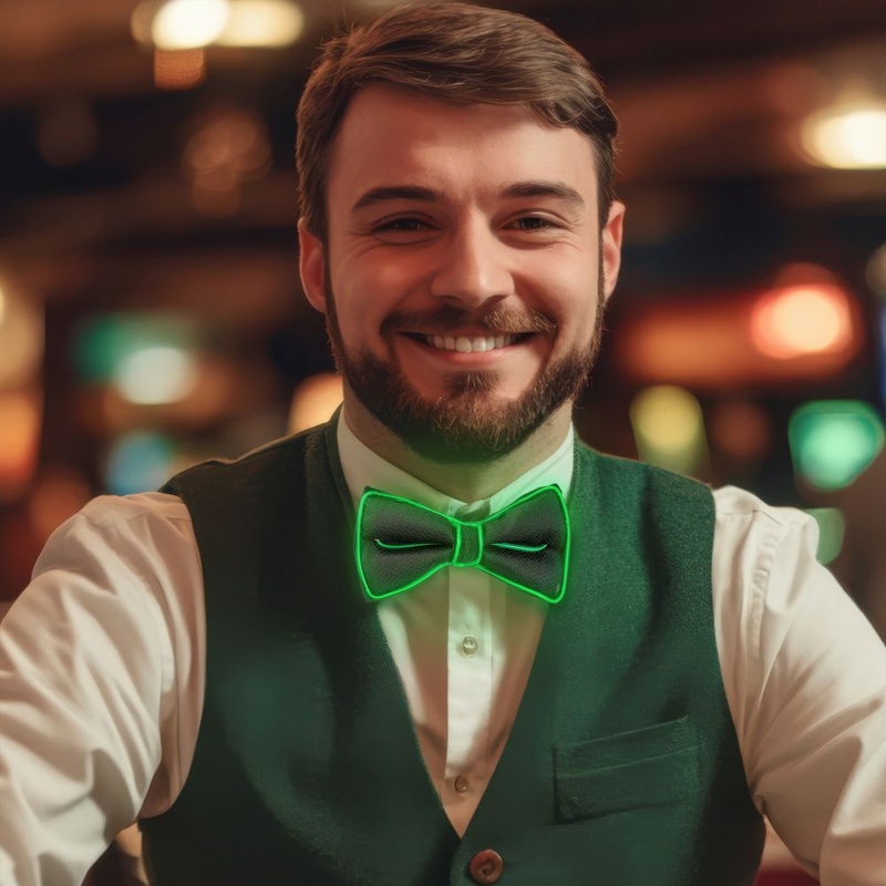 Black bow tie with light band in green