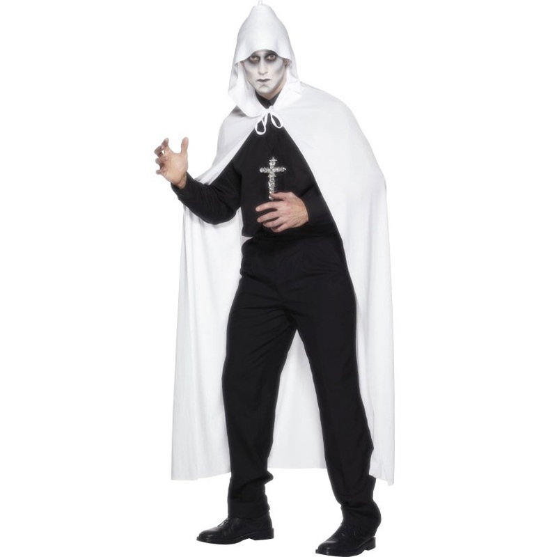 Cape with hood in white 190cm