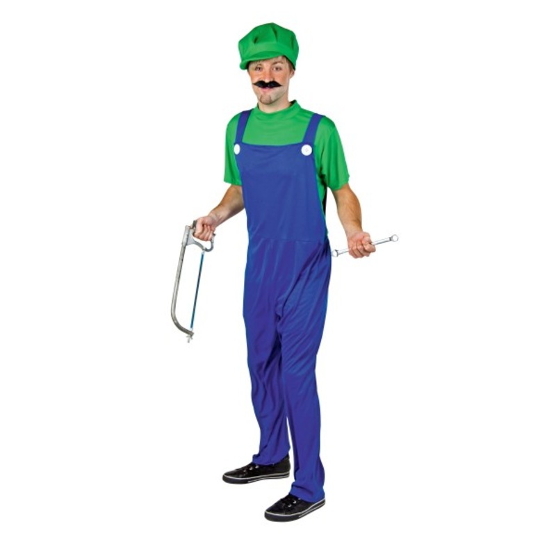 Green video game plumber men's costume M-L